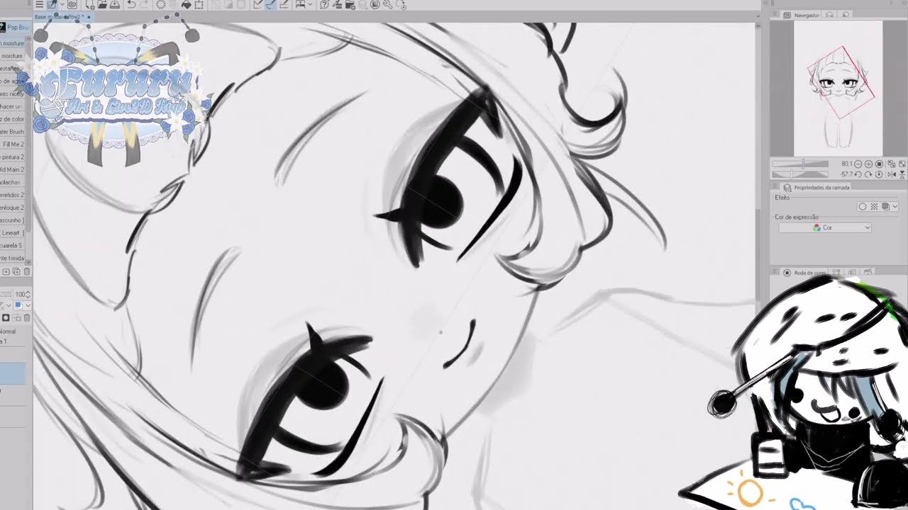 💙 Desenha comigo! | Vtuber Sketch, Lineart e Cores Base | LoFi para trabalharmos juntos! 🐇 - Parte 1