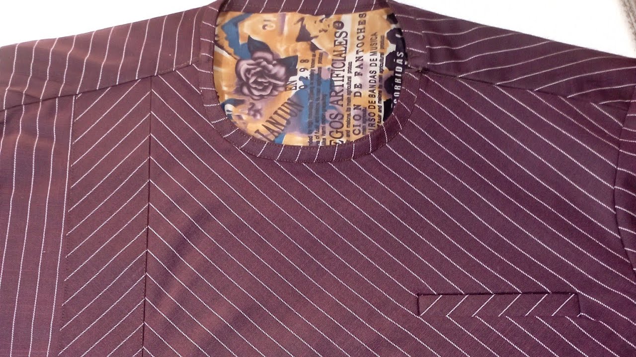 HOW TO CUT AND SEW SENATOR STYLE WITH STRIPE.    #easy meth