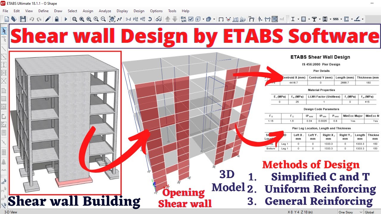 Shear wall design by ETABS Software | building design | civil engineering | structural design |