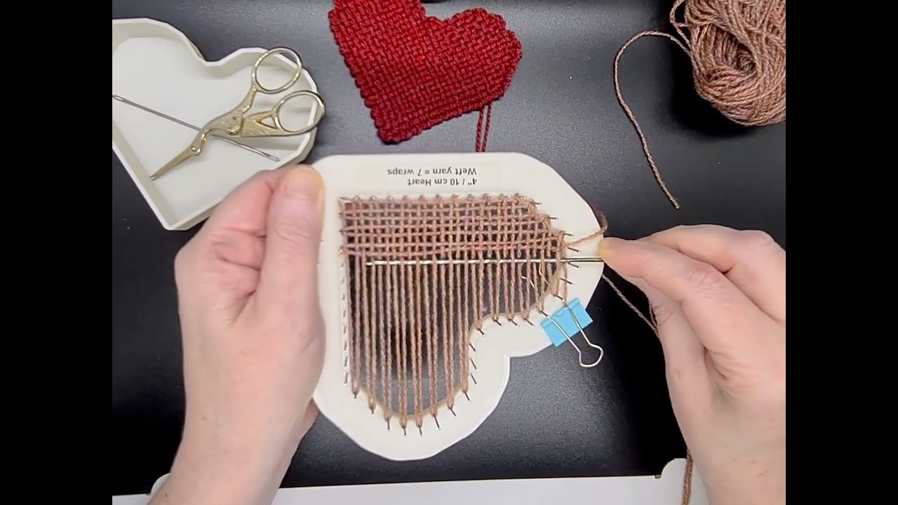 HEART Pin Loom: weaving with a needle