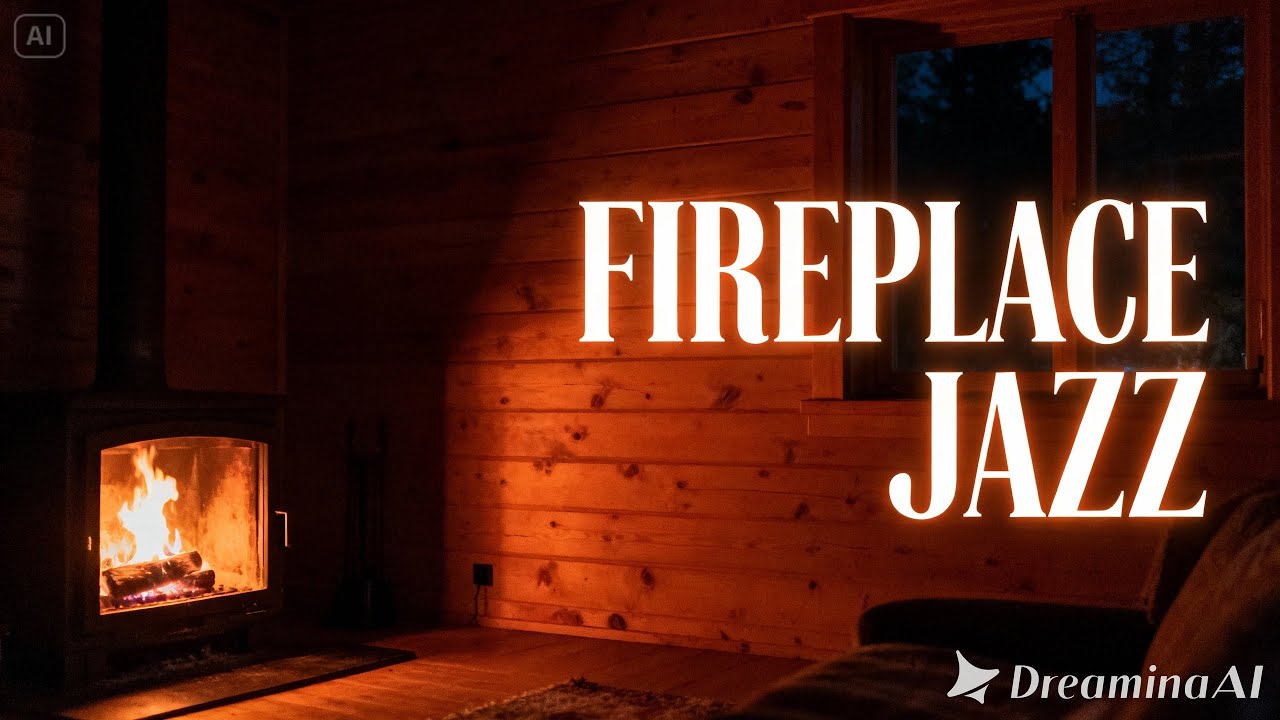 Relaxing Lounge Jazz 🔴 LIVE | Crackling Fire Sounds