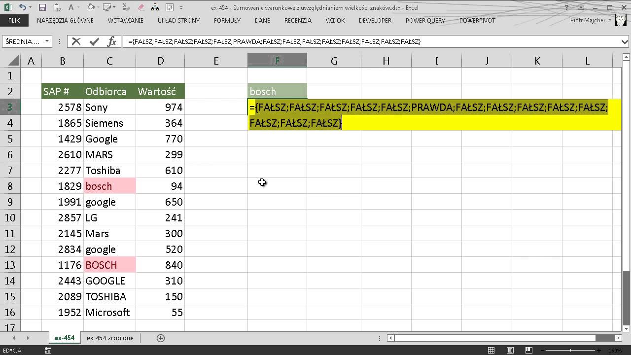 excel-454 - Sumowanie warunkowe z uwzględnianiem wielkości znak&oacute;w