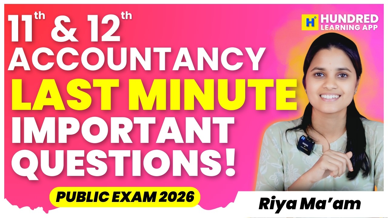 11th & 12th Accountancy last minute important questions to score 90+ in Public exam 2026 #11th #12th
