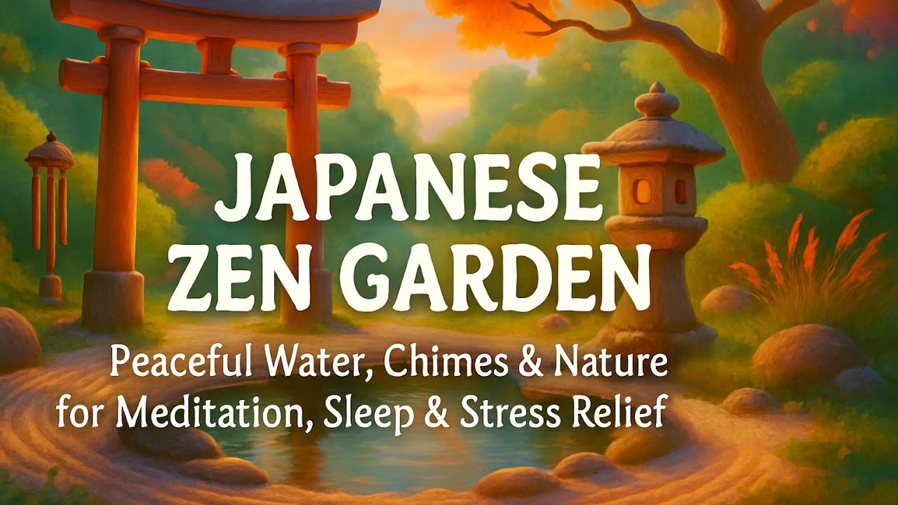 Japanese Zen Garden • Peaceful Water, Chimes & Nature Sounds for Meditation, Sleep & Stress Relief