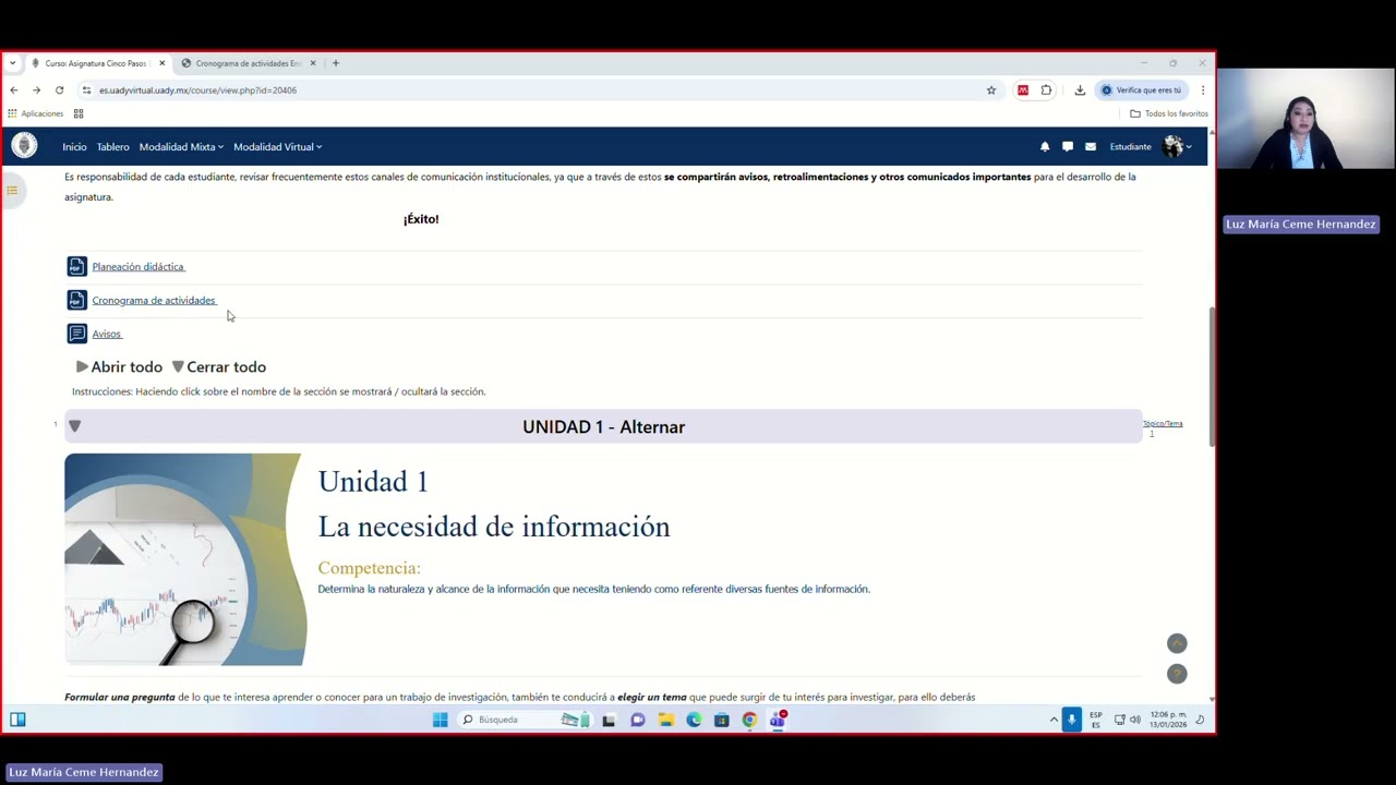 Bienvenida y presentación de la asignatura 5 pasos