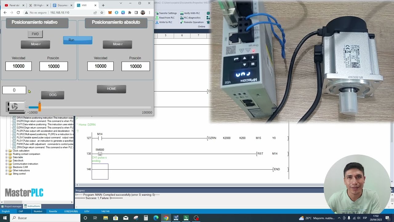 Servo motor Wecon como hacer un retorno de origen con DZRN