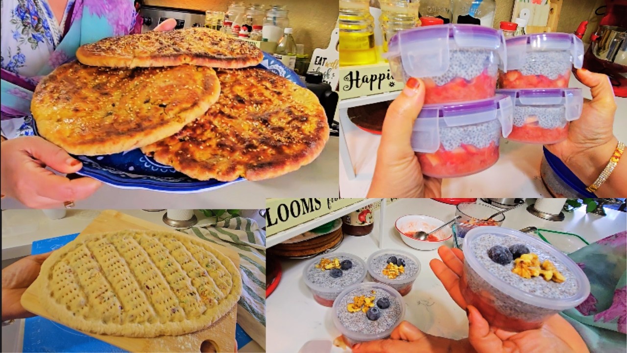 Stuff Naan/Chicken/Paneer/StrawberryChia Pudding/HealthyRecipe #usa #vlog #ramadan #livetastybehappy