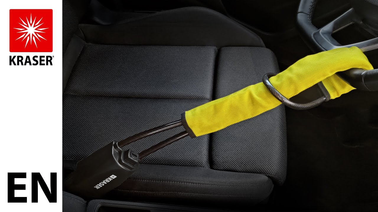 KRASER KR882Y Car anti-theft cable, steering wheel lock and seat belt for van, motorhome