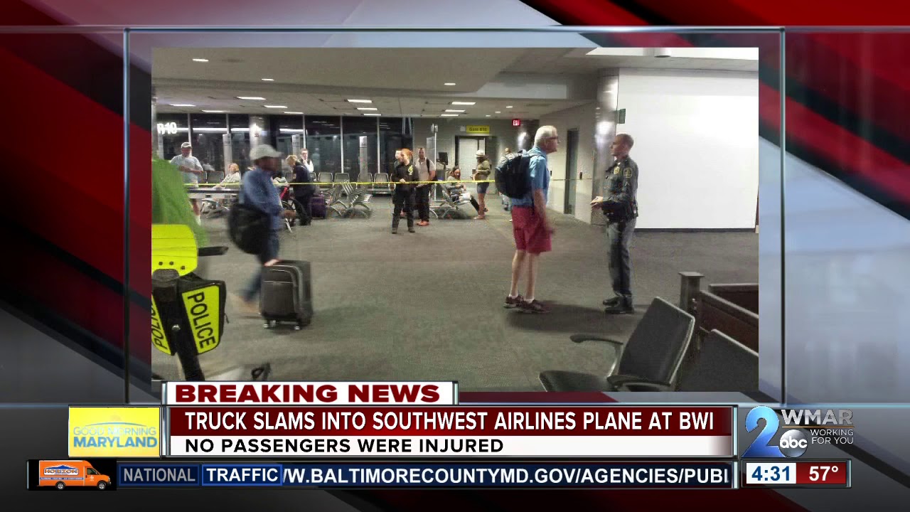 Truck crashes into Southwest Airlines plane at BWI