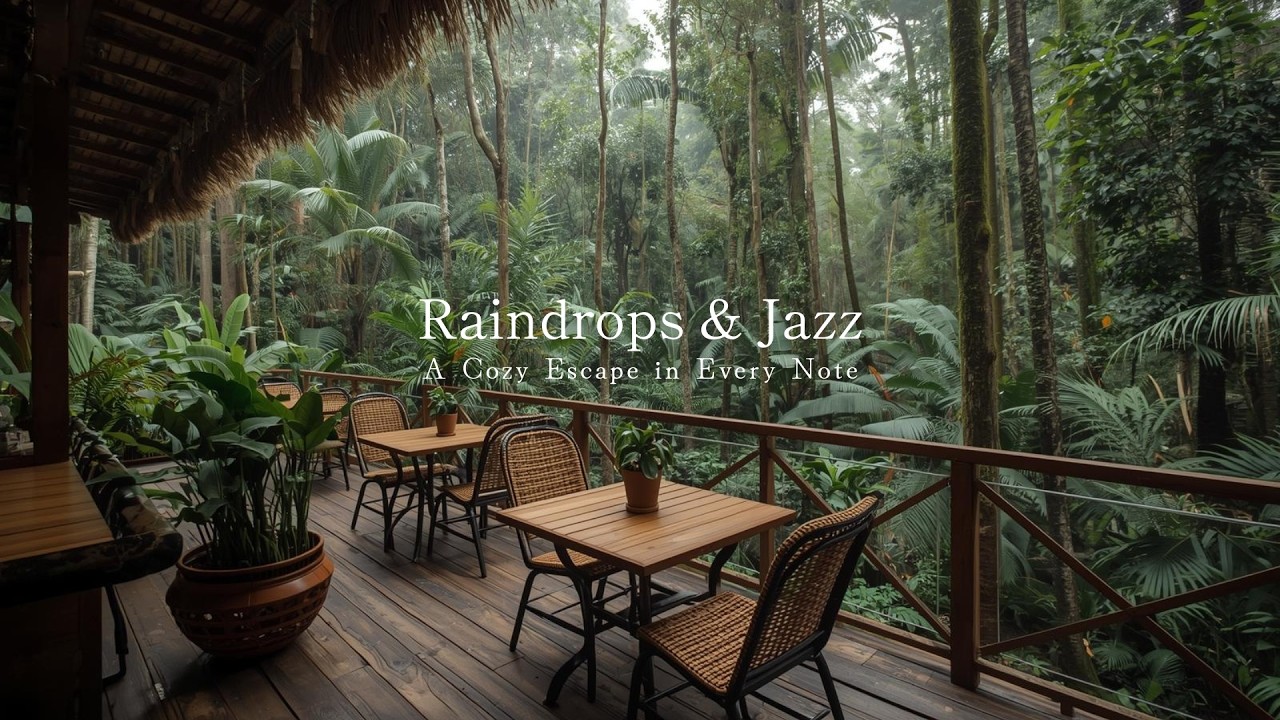 Rain Jazz at Forest Café ☕🌧️ | Smooth Jazz & Rain Sounds for Study, Work & Relaxing Night