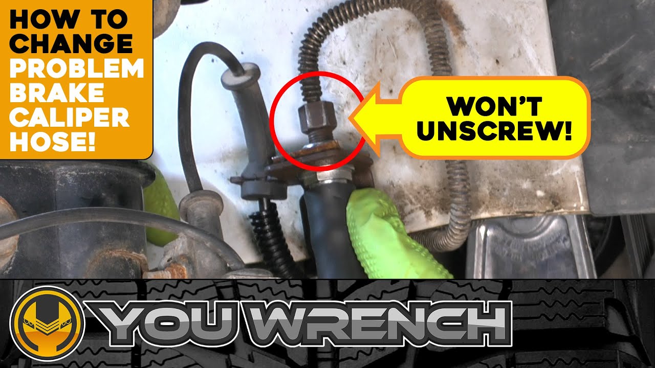 How to Change PROBLEM Brake Caliper Hose - Brake Line Nut Won't Unscrew!