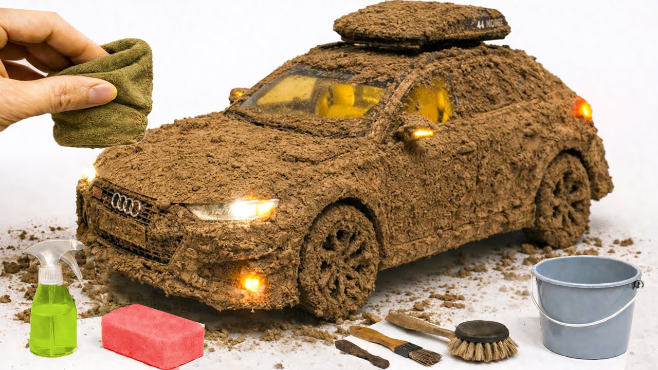 The surreal cleaning process of a 1:24 Audi RS6 GT After an Extreme Off-Road Adventure 🔥