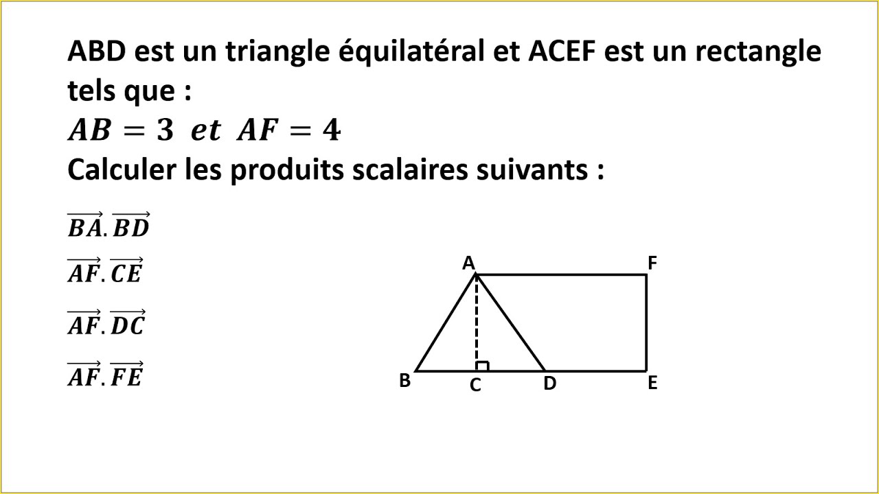 Exercice1 : Calculer un produit scalaire par projection - TRONC COMMUN SCIENTIFIQUE ET TECHNOLOGIQUE
