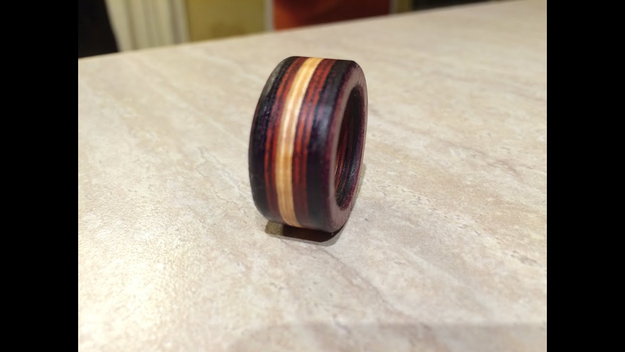 Make a wooden ring using exotic hardwood veneers