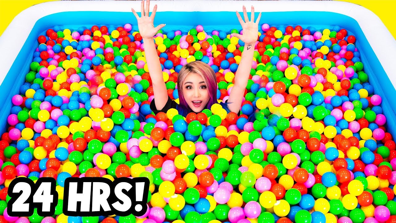 Spending 24 Hours In 10,000 Balls