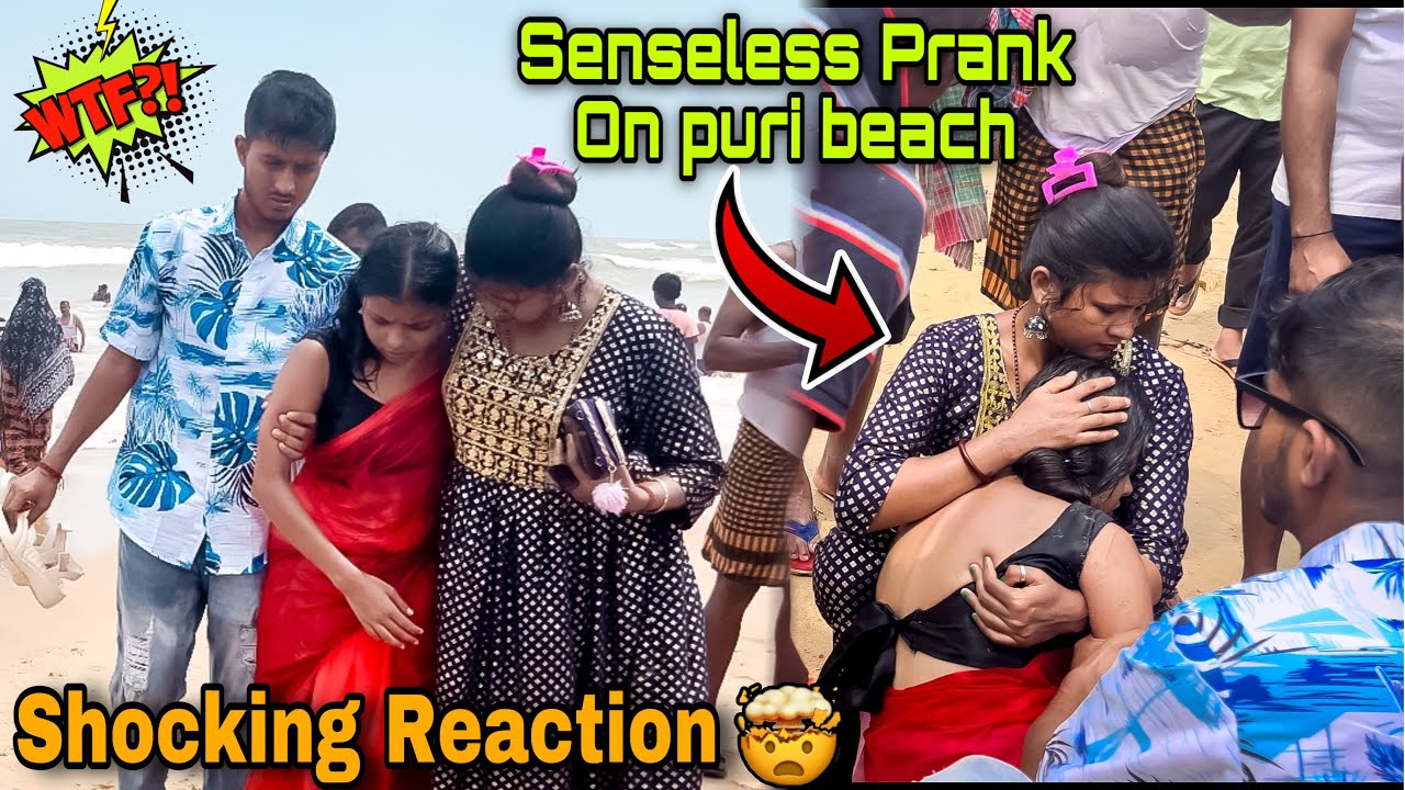 Senseless prank on boyfriend at puri beach 🧿🥲 Couple prank 🧿♥️ public reaction 😝