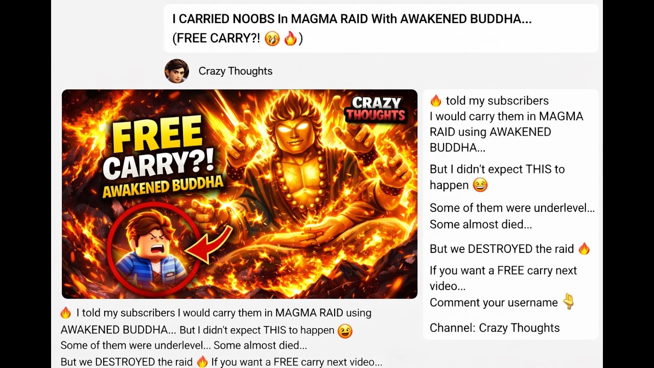 I Gave FREE MAGMA RAID CARRIES to Subscribers with AWAKENED BUDDHA 😳🔥 | Blox Fruits