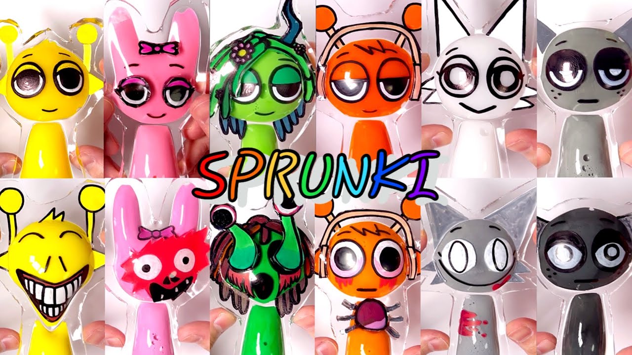 스프런키 🟡🎀🌳🌚🤍🎧 말랑이 모아보기 Part1 - DIY SPRUNKI 🟡🎀🌳🌚🤍🎧 Squishy with nano tape Series! Part1