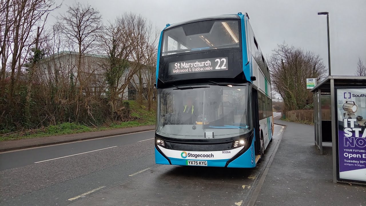 Route visual - 80264 YX75 KYG - 22 towards St Marychurch - ADL enviro 400 EV 