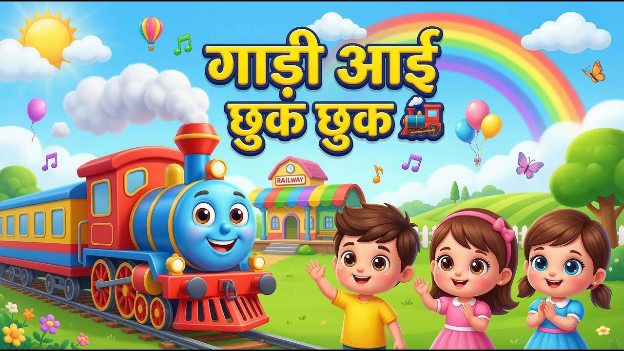 गाड़ी आयी छुक छुक 🚂 | 😊Train Aayi Chuk Chuk  | Hindi Nursery Rhymes #kidslearning #hindirhymes