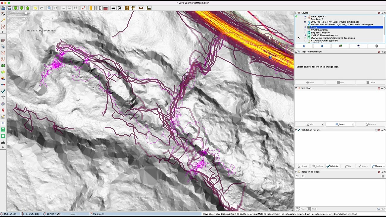 Mapping cliffs in OSM using LIDAR hill-shade layers