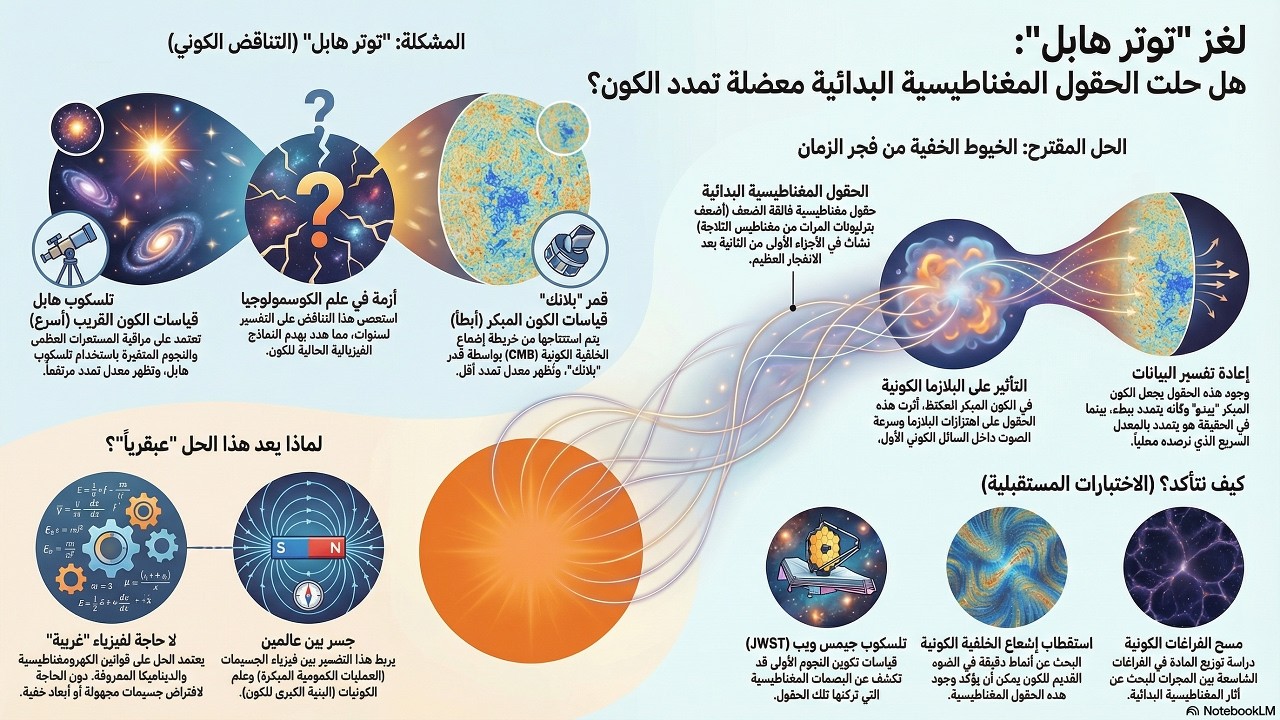 علم الكونيات الكوني. هل حُلّ لغز تمدد الكون؟ حقول مغناطيسية بدائية تعيد كتابة تاريخ التوسع الكوني