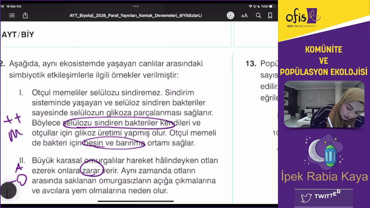 AYT Biyoloji Konu Denemeleri - 11,12, ve 13. Denemeler