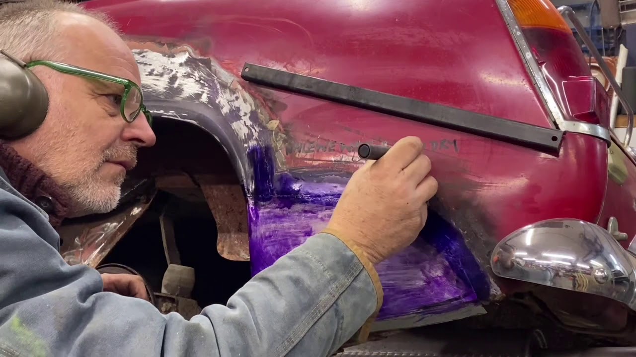Workshop Film 1. We take a rusty wing and a 1968 Austin Healey and repair using traditional methods