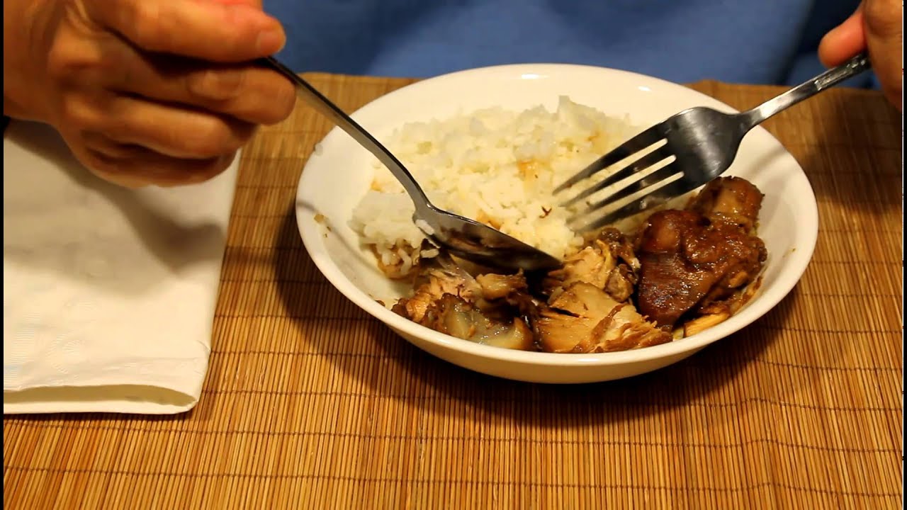 Eating Adobo and Rice With a Spoon and Fork