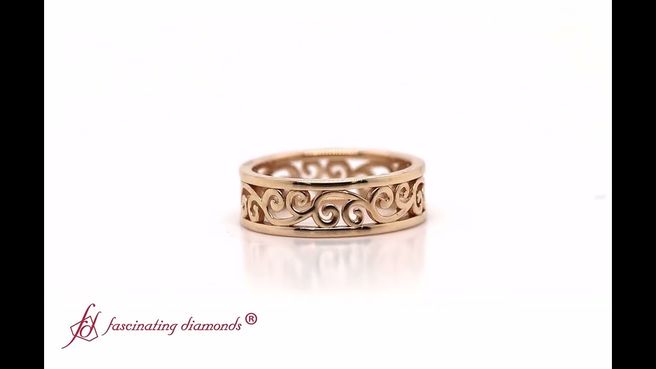 Filigree Eternity Wedding Band In Gold- FD10179- Fascinating Diamonds
