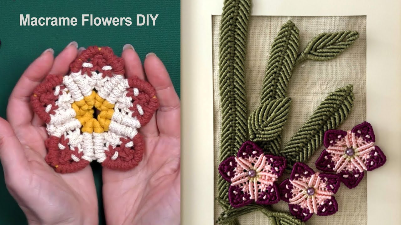 DIY Macrame Flowers in Frame - Wall Decor Tutorial