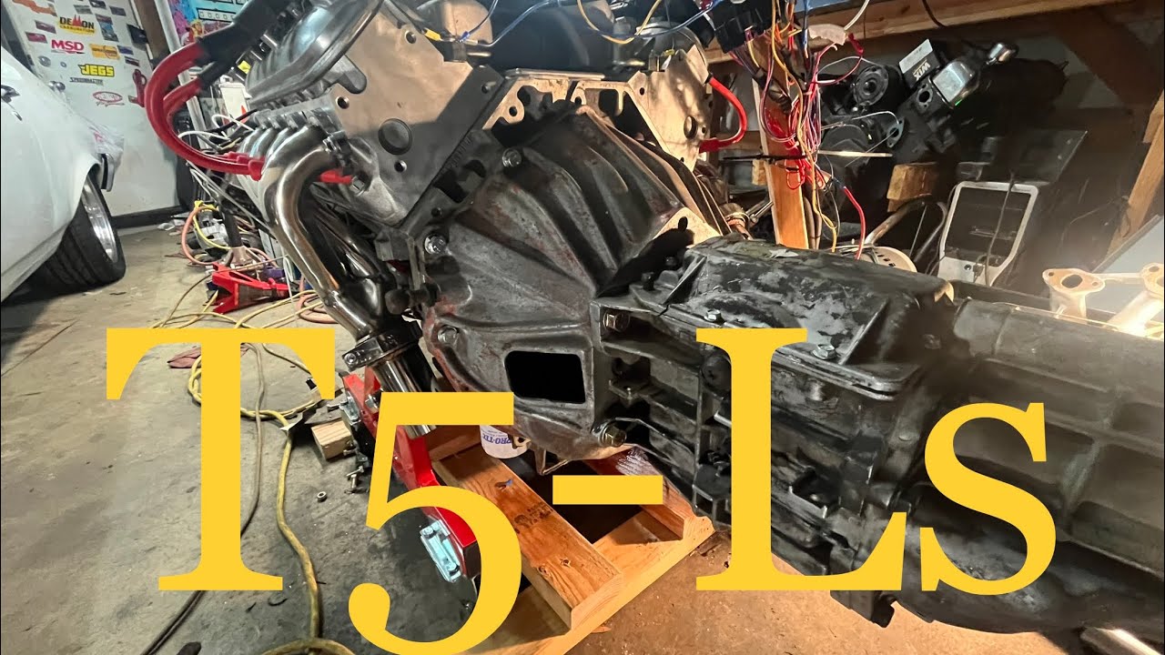 Installing a t5 transmission onto a LS V8!! How to must watch!!! Chevy nova #hotrodding #tricks ##LS