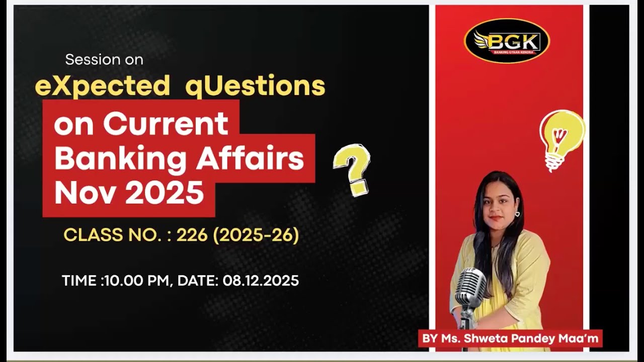 Current Banking Affairs – November 2025 🔥 | Most Expected Questions | 09-12-2025