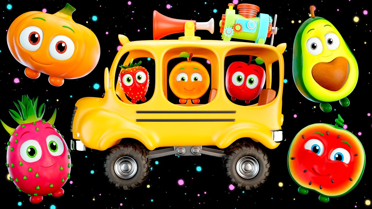 🚌 As Rodas do Ônibus - Frutas Dançantes e Confete! |🎶 Frutinhas Divertidas - Mundo Sensorial do Bebê