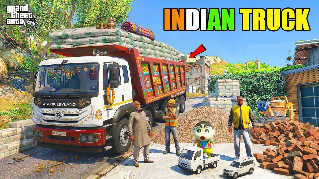 Franklin & Shinchan Buy Modified Indian Ashok Leyland Tipper Truck Start Transport Business in GTA 5