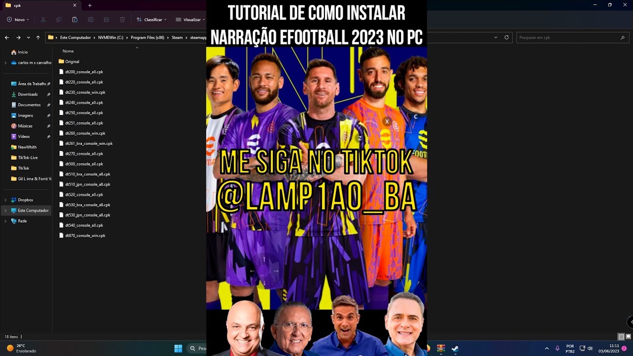 Tutorial de como instalar (modificar) narração E-football 2023 no PC(Somente).