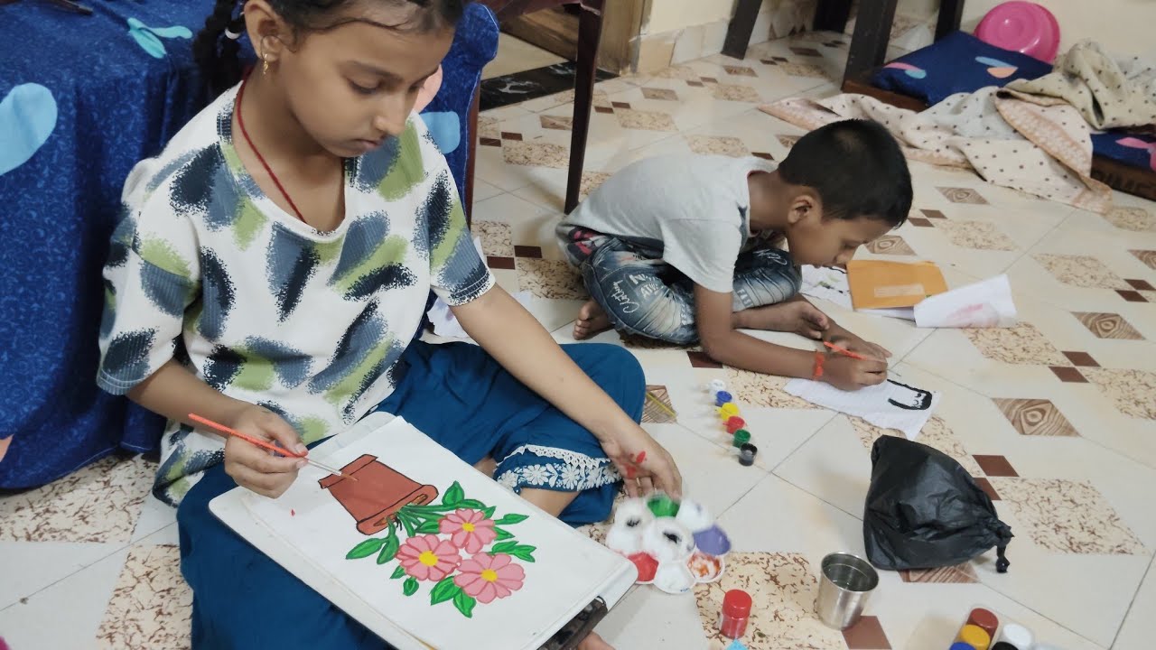 जानू आणि कुशुचा चित्र 🎨#vlogs#comedyvideo #konkan #painting #youtubevideo 