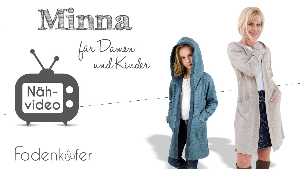 Strickjacke, Cardigan Minna selber nähen für Damen und Kinder
