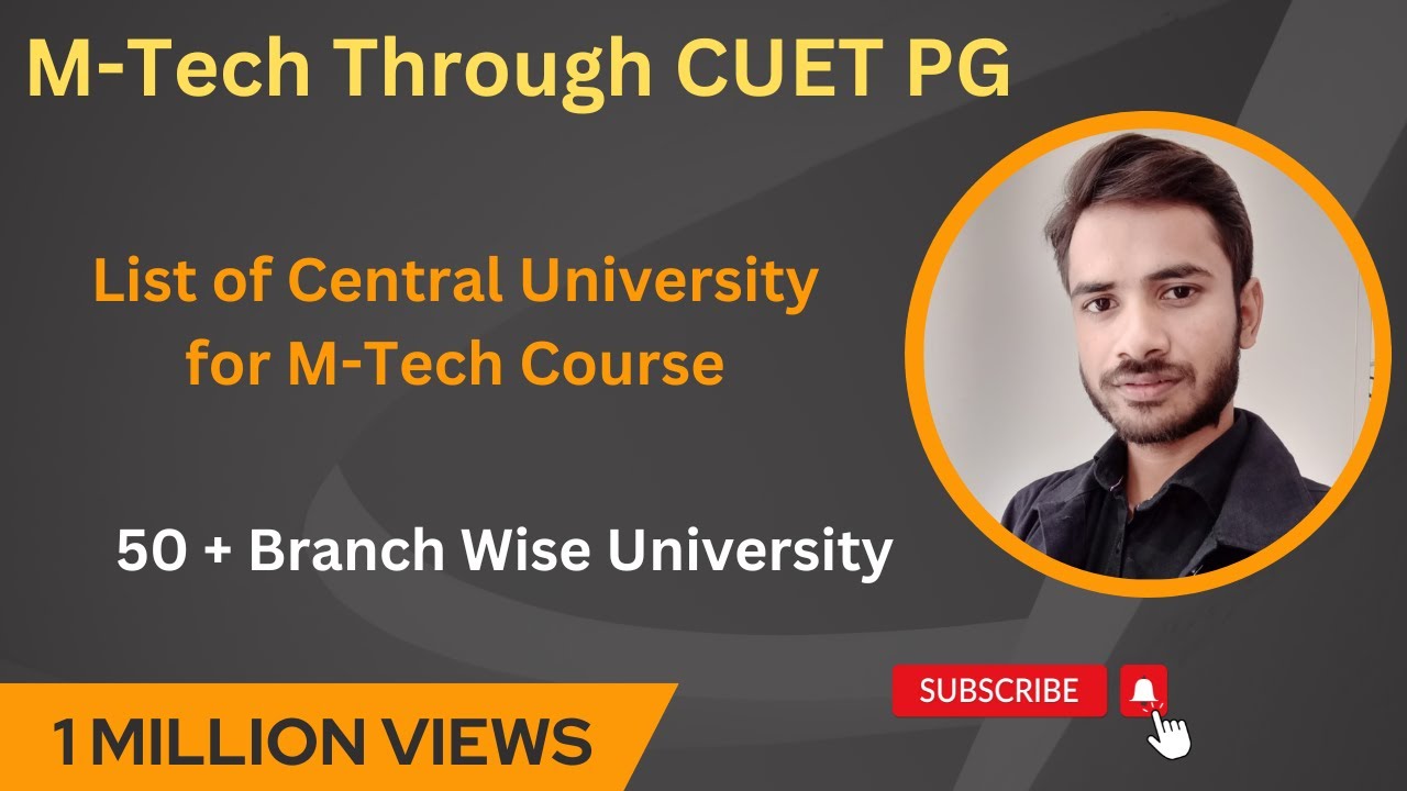 M-Tech Through CUET | List of Central University Branch Wise offering M-Tech | ​ @GateSmashers