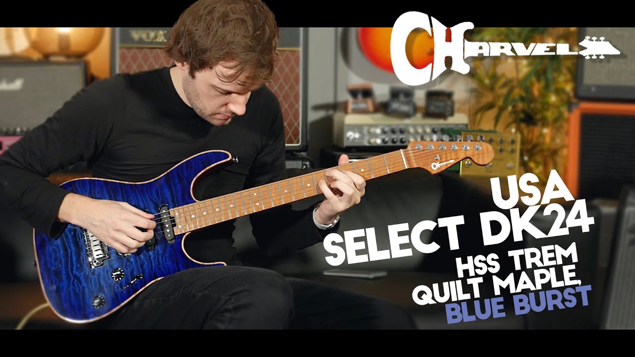 Charvel USA Select DK24 HSS Trem Quilt Maple, Blue Burst