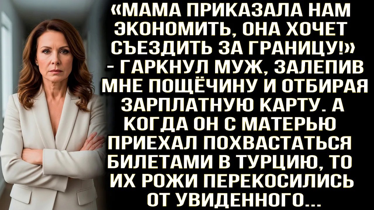«Мама приказала экономить, она хочет съездить за границу!»  Муж залепил пощёчину и отобрал карту...