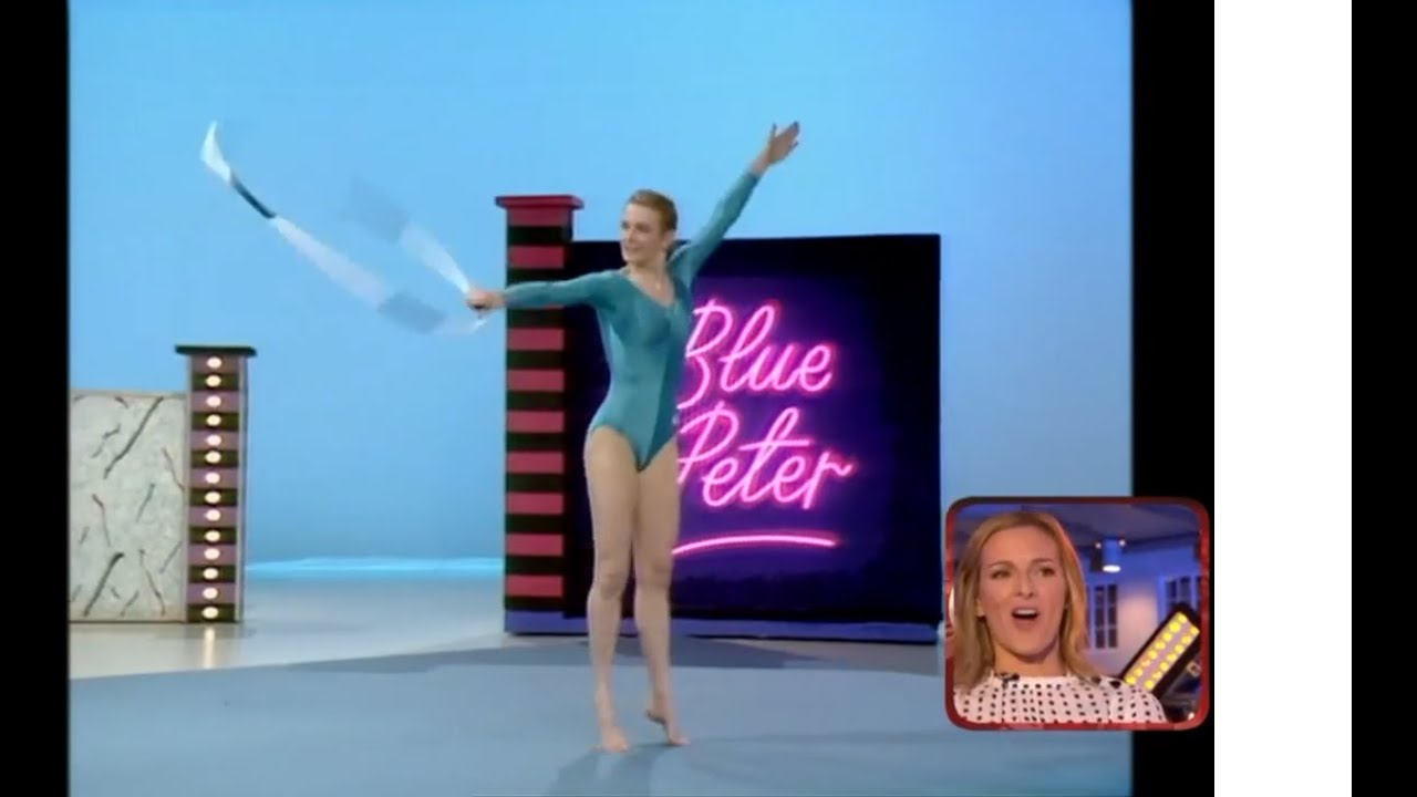 Gabby Logan- Blue Peter 1989- gymnastics routine