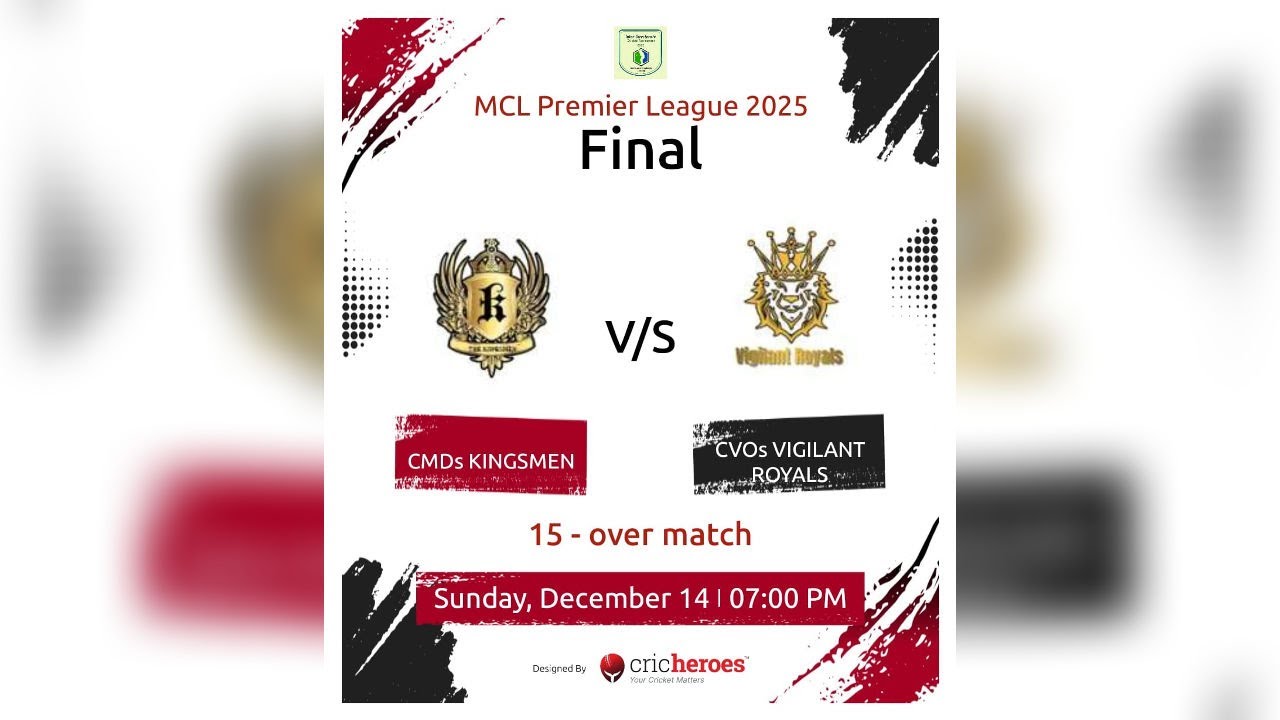 🏏MCL Premier League 2025 &ndash; Grand Final - CMDs Kingsmen vs CVOs Vigilant Royals