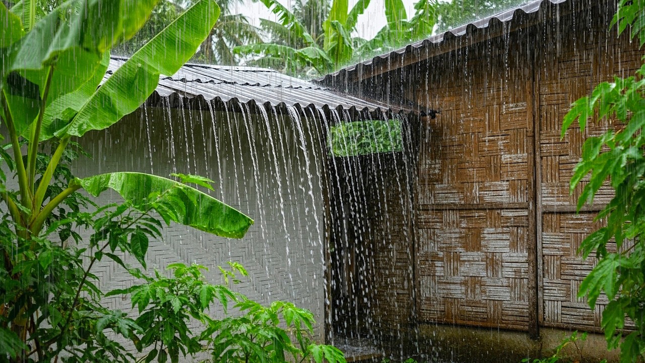 Heavy Rainfall at Night on tin Roof | Deep Sleep, Study, Meditation & Insomnia Relief