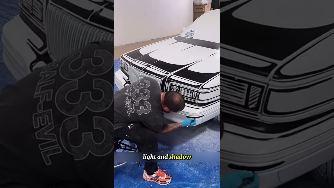 Real Car or Cartoon? The Mind-Bending Black & White Illusion Explained! #MindBlowingIllusion