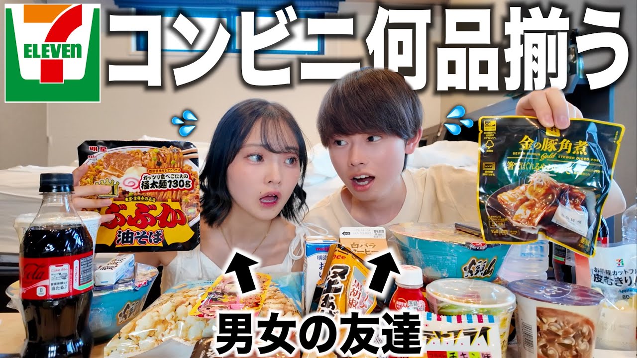 【一万円分】男女の友達で「コンビニの商品いくつ揃うのか」したら解散になりかけたwww
