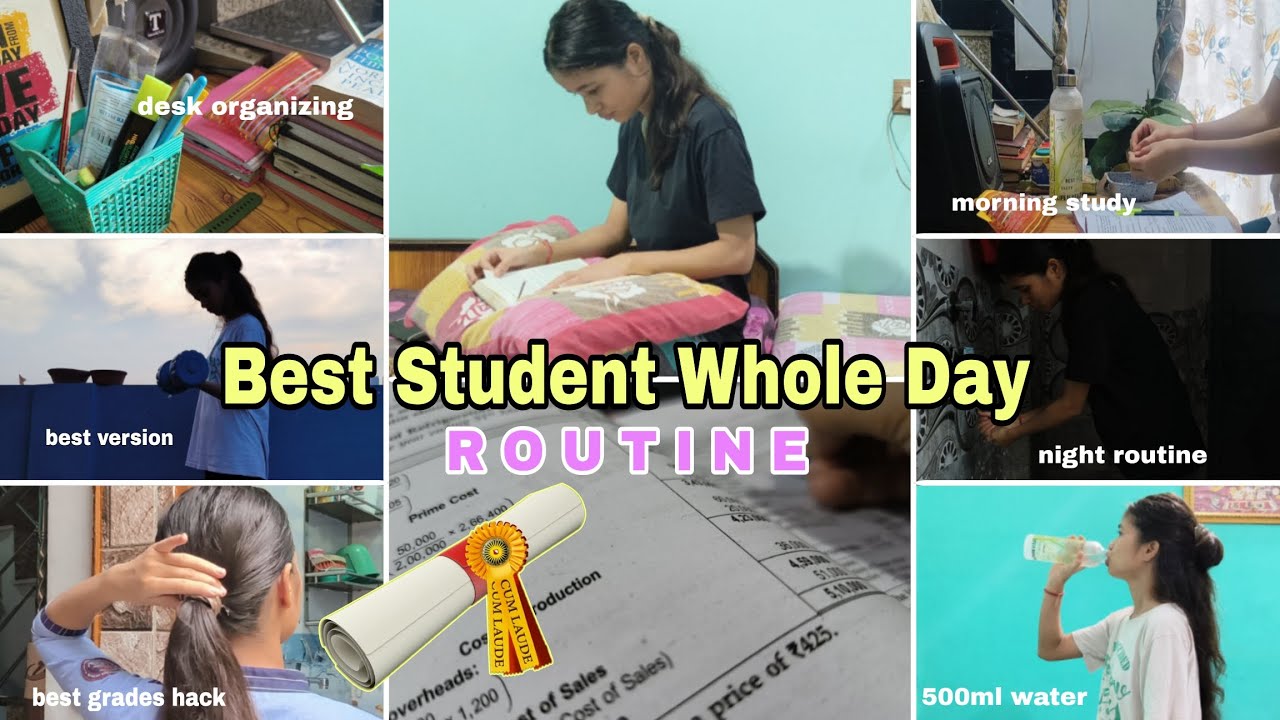 BEST STUDENT WHOLE DAY ROUTINE⛅/Study Desk Organizing, Study Hacks, A+ Grades Tips✏️#school #study