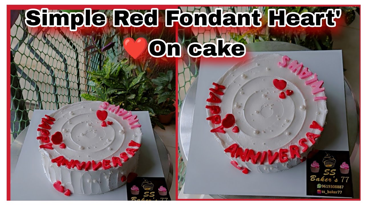 Simple and easy Red Fondant Heart'❤️On Cake❤️ Chocolate cake
