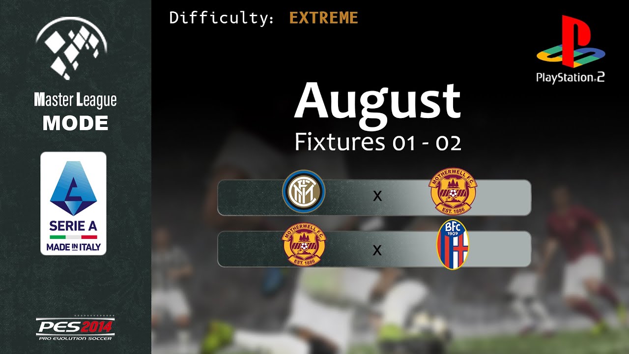 PES 2014 - Serie A Fixtures 01 - 02 (Master league) PS2