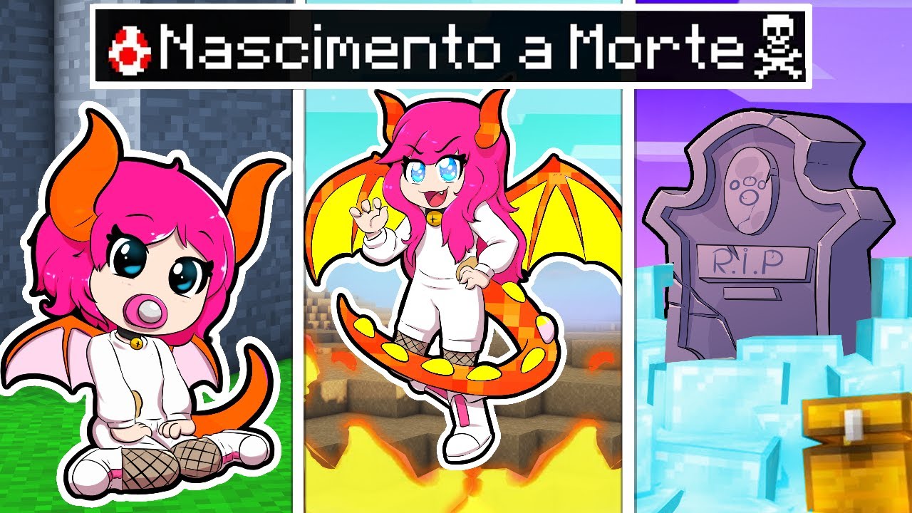 CICLO de VIDA de um DRAGÃO de FOGO no MINECRAFT (Nascer, Crescer, Envelhecer e Morre)